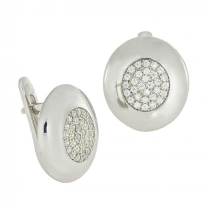 Сережки 1002 цирконій білий Rh Timofeev