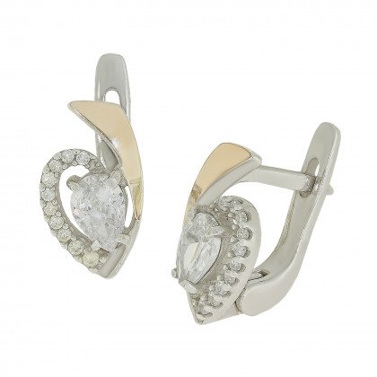 Сережки 1003 цирконій білий Rh Timofeev