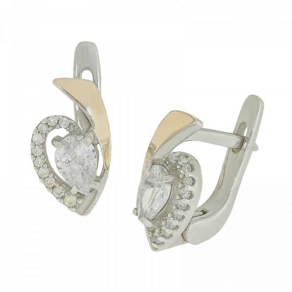 Сережки 1003 цирконій білий Rh Timofeev