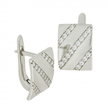 Сережки 1021 цирконій білий Rh Timofeev