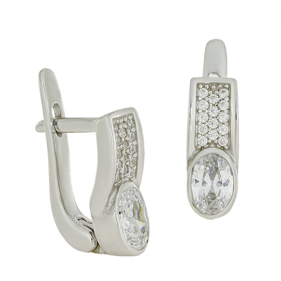 Сережки 1031 цирконій білий Rh Timofeev