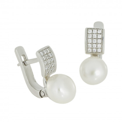 Сережки 1056 перлина біла Rh Timofeev