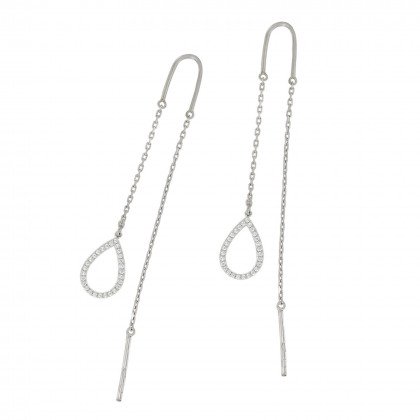 Сережки 1102(2л) цирконій білий Rh Timofeev