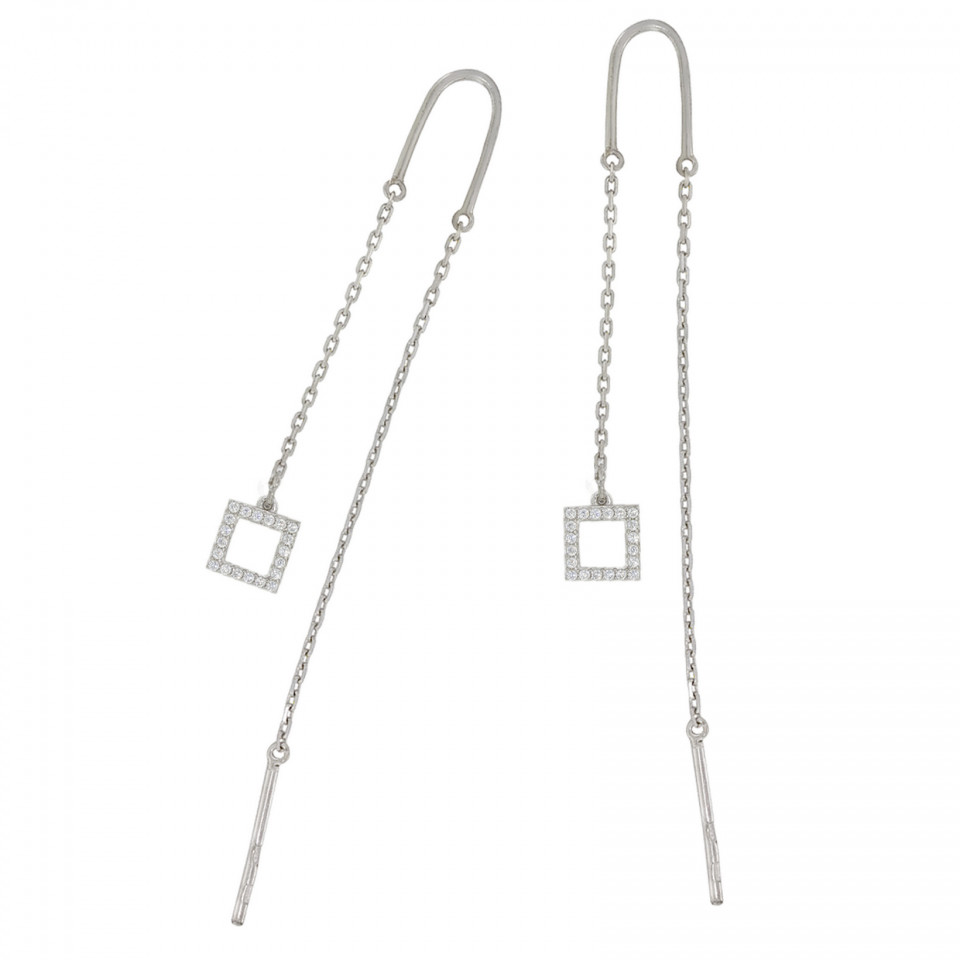 Сережки 1104 цирконій білий(2) Rh Timofeev