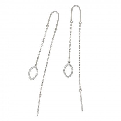 Сережки 1107(2) цирконій білий Rh Timofeev