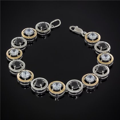 Браслет 606 (19/14) цирконій білий/цирконій чорний Rh Timofeev