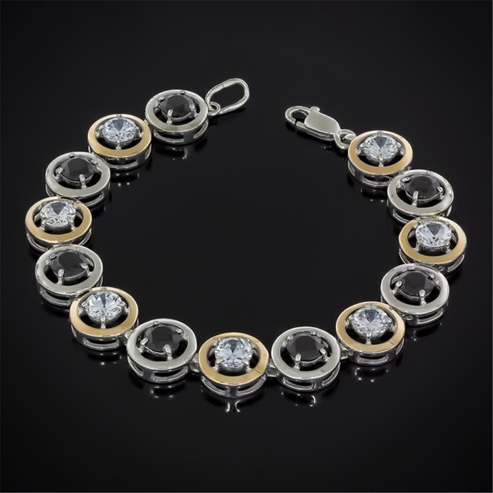 Браслет 606 (19/14) цирконій білий/цирконій чорний Rh Timofeev