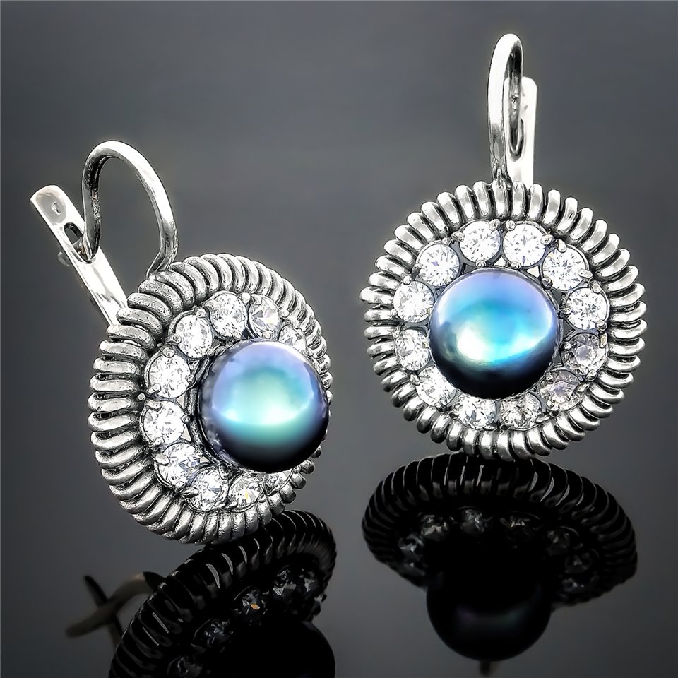 Сережки 162 перлина чорна Timofeev