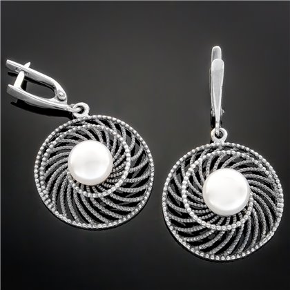 Сережки 166 перлина бiла Rh Timofeev