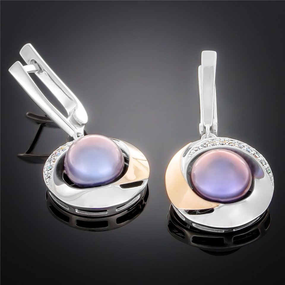 Сережки 188 перлина чорна Timofeev