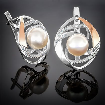 Сережки 187 перлина чорна Rh Timofeev