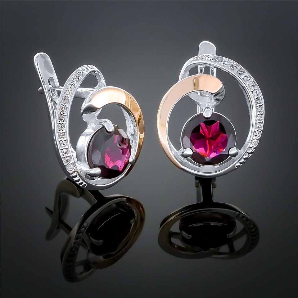 Сережки 192 кварц рожевий Rh Timofeev