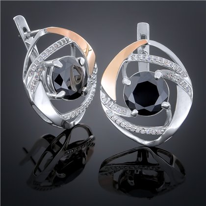 Сережки 194 цирконій чорний Timofeev