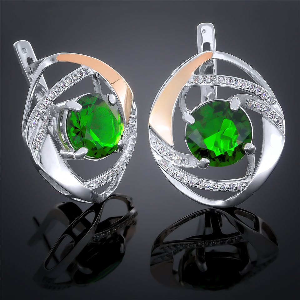 Сережки 194 альпініт смарагд Rh Timofeev