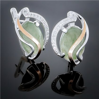 Сережки 198 янтарь зелений Rh Timofeev