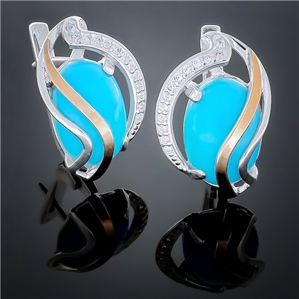 Сережки 198 опал імітація синій Rh Timofeev