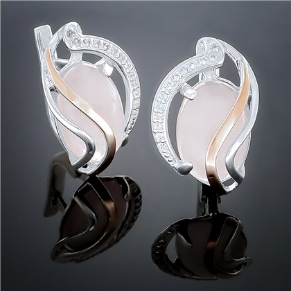 Сережки 198 опал імітація сірий Rh Timofeev