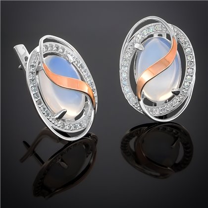 Сережки 199 опал імітація Rh Timofeev