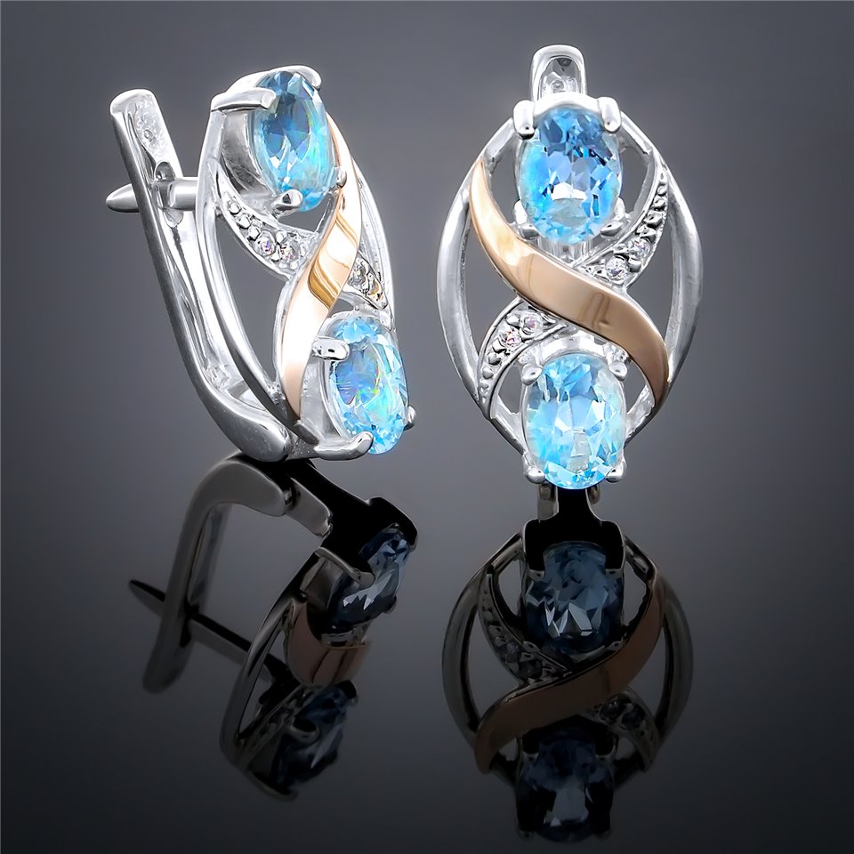 Сережки 203 цирконій білий Rh Timofeev