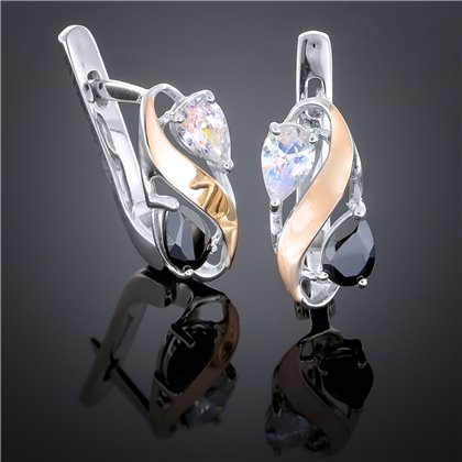 Сережки 204 цирконій чорний Rh Timofeev