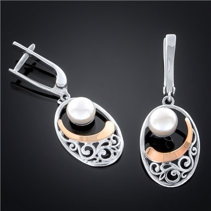 Сережки 232 перлина біла Timofeev