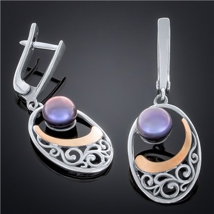 Сережки 232 перлина чорна Timofeev