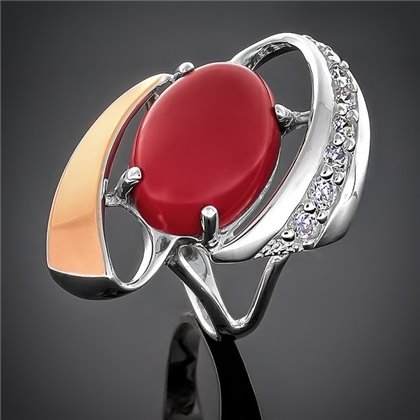 Перстень 32 корал(2) Rh Timofeev