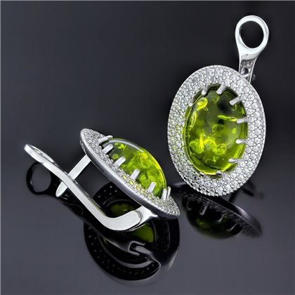 Сережки 476 улексит салатовий Rh Timofeev