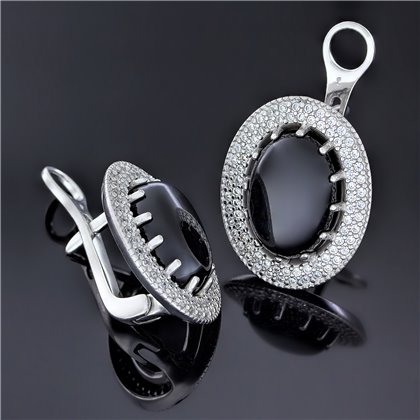 Сережки 476 агат полосатий Rh Timofeev