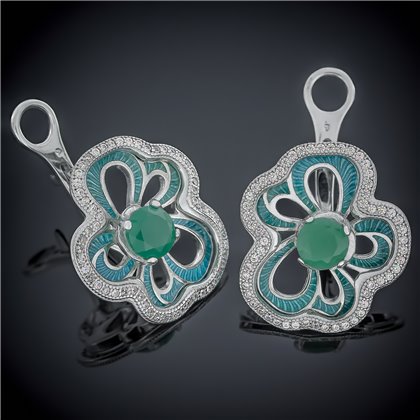 Сережки 462 альпініт зелений\емаль зелена Rh Timofeev