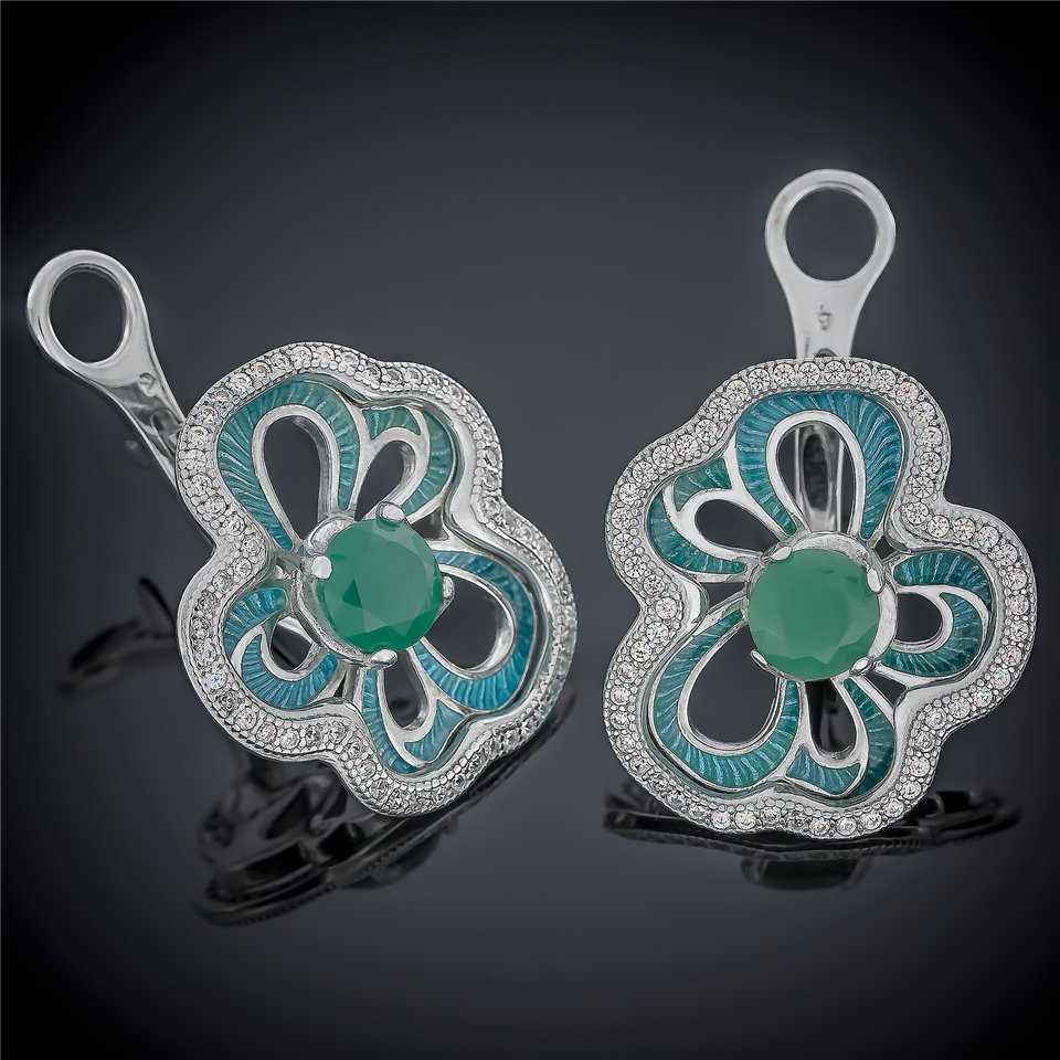 Сережки 462 альпініт зелений\емаль зелена Rh Timofeev