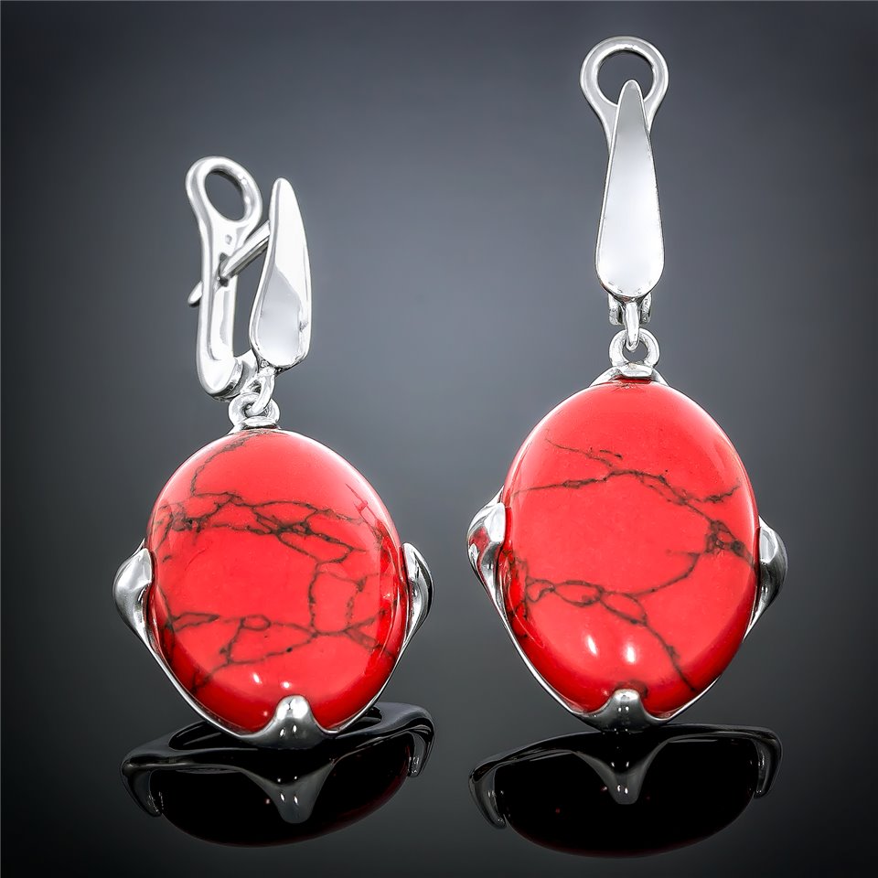 Сережки 449 яшма імітація Rh Timofeev