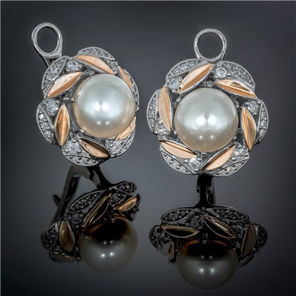 Сережки 432 перлина чорна Rh Timofeev