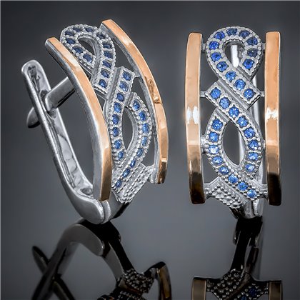 Сережки 431 цирконій бірюза Rh Timofeev