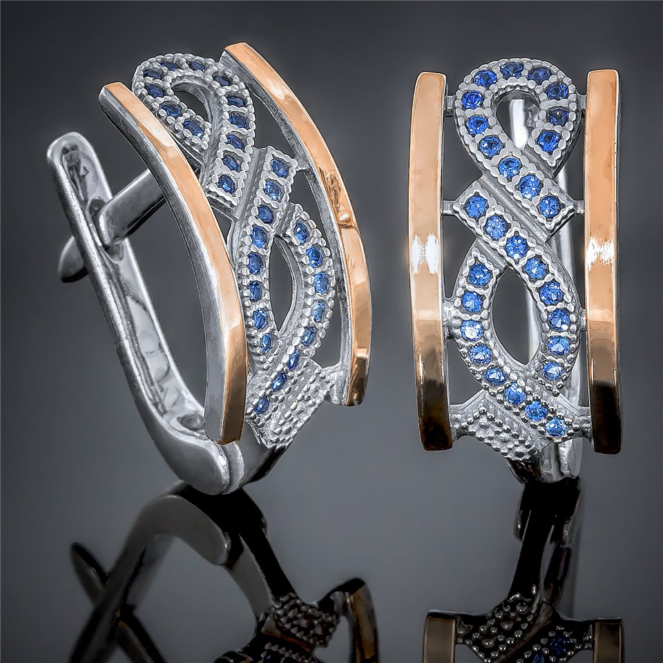 Сережки 431 цирконій бірюза Rh Timofeev