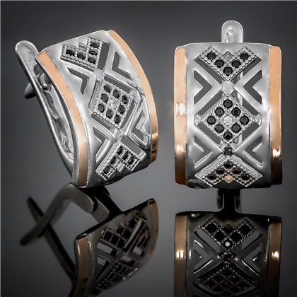 Сережки 427 цирконій червоно чорний Rh Timofeev