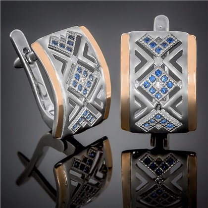 Сережки 427 цирконій білий/б.с. Rh Timofeev