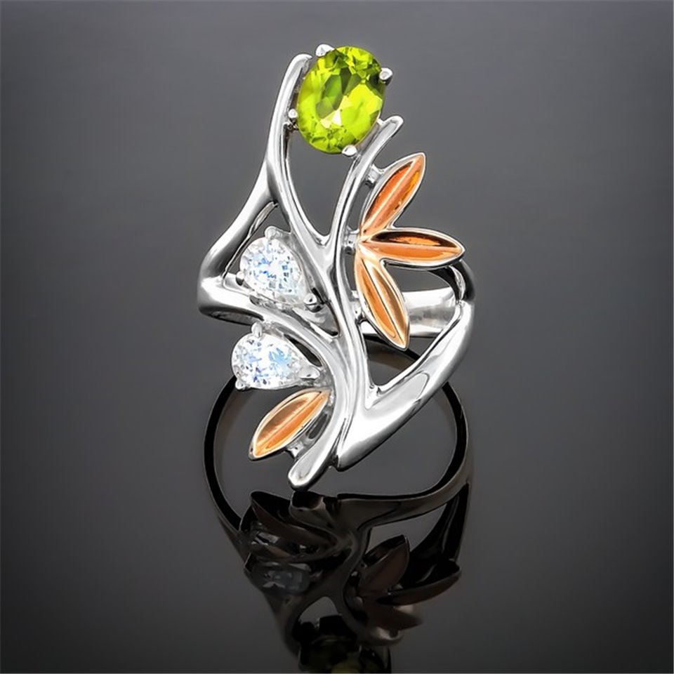 Перстень 49 хризоліт Rh Timofeev