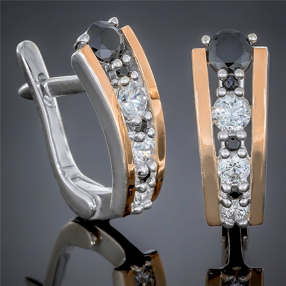 Сережки 424 цирконій чорний Rh Timofeev