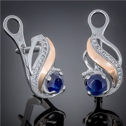 Сережки 420 авантюрин синій Rh Timofeev