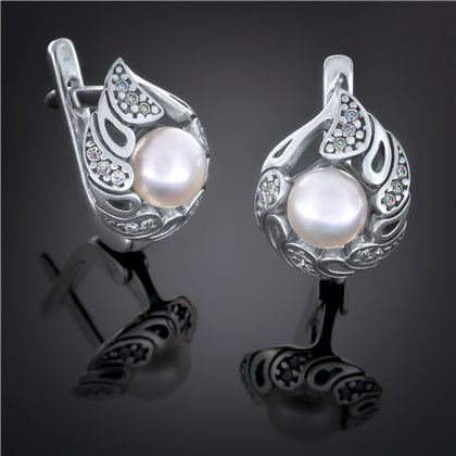 Сережки 416 перлина чорна Timofeev