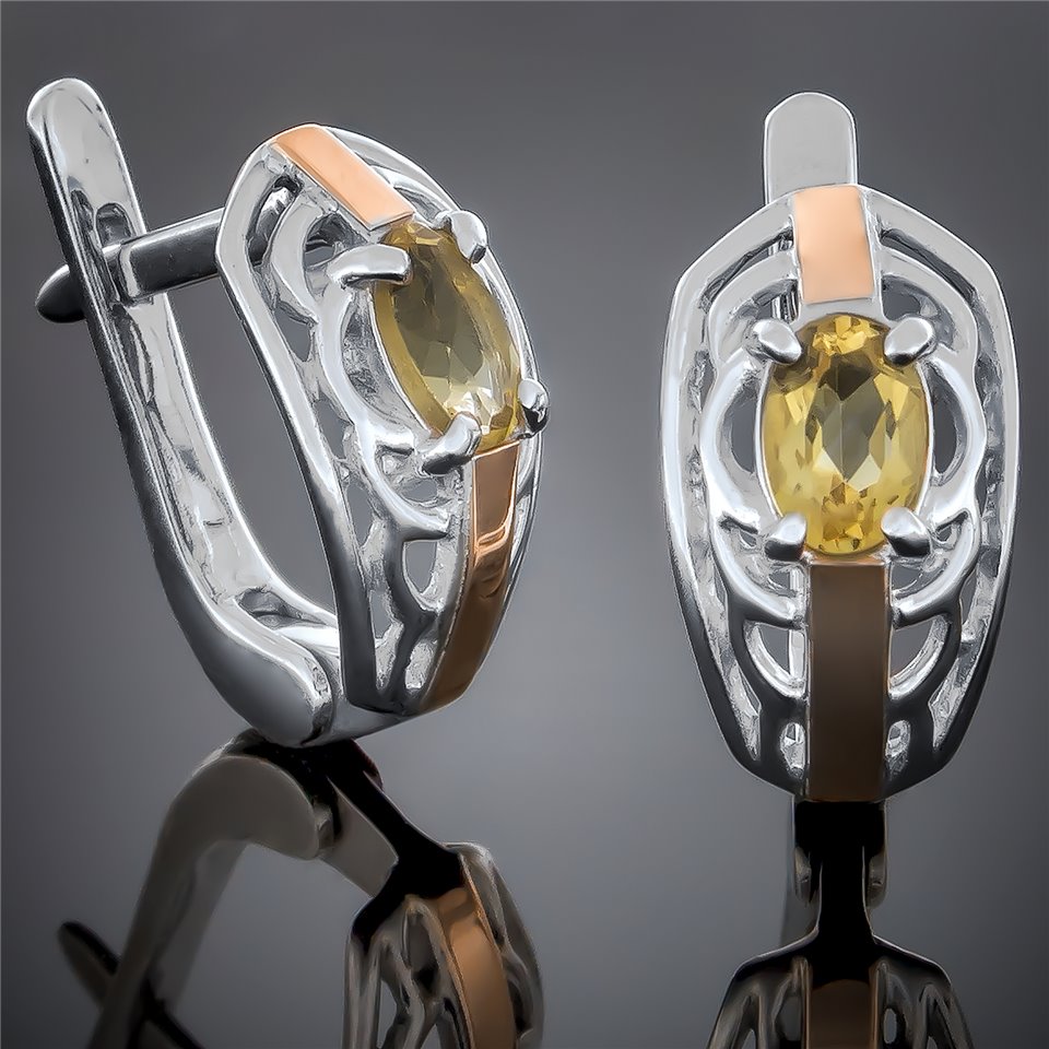 Сережки 413 альпініт жовтий Rh Timofeev