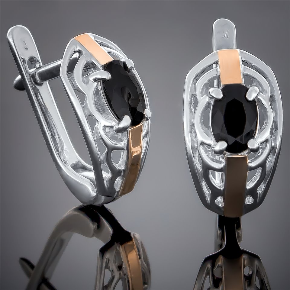 Сережки 412 перлина чорний Rh Timofeev