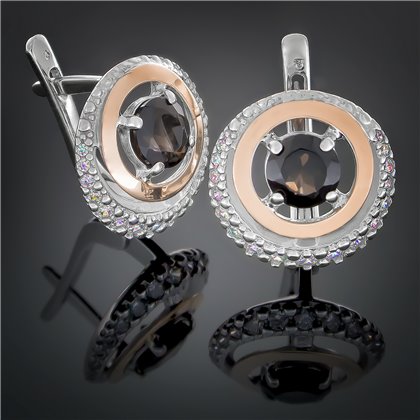 Сережки 409 цирконій чорний Rh Timofeev
