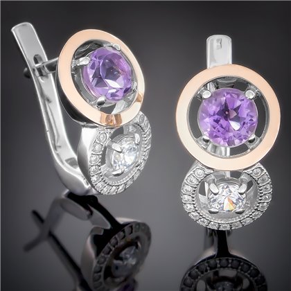 Сережки 394 аметист Rh Timofeev