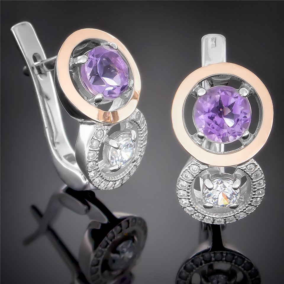 Сережки 394 аметист Rh Timofeev