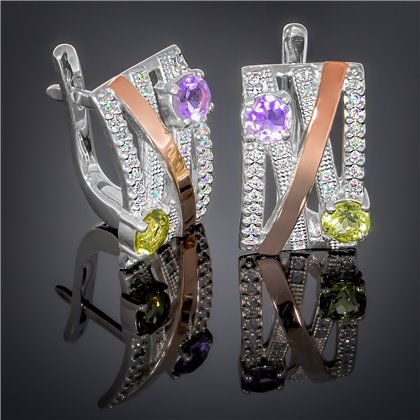 Сережки 392 агат зелений/агат зелений Rh Timofeev 2