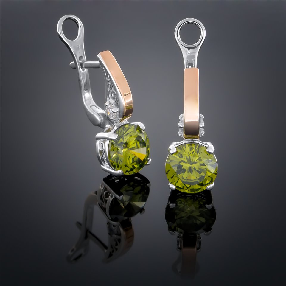 Сережки 384 агат зелений Rh Timofeev