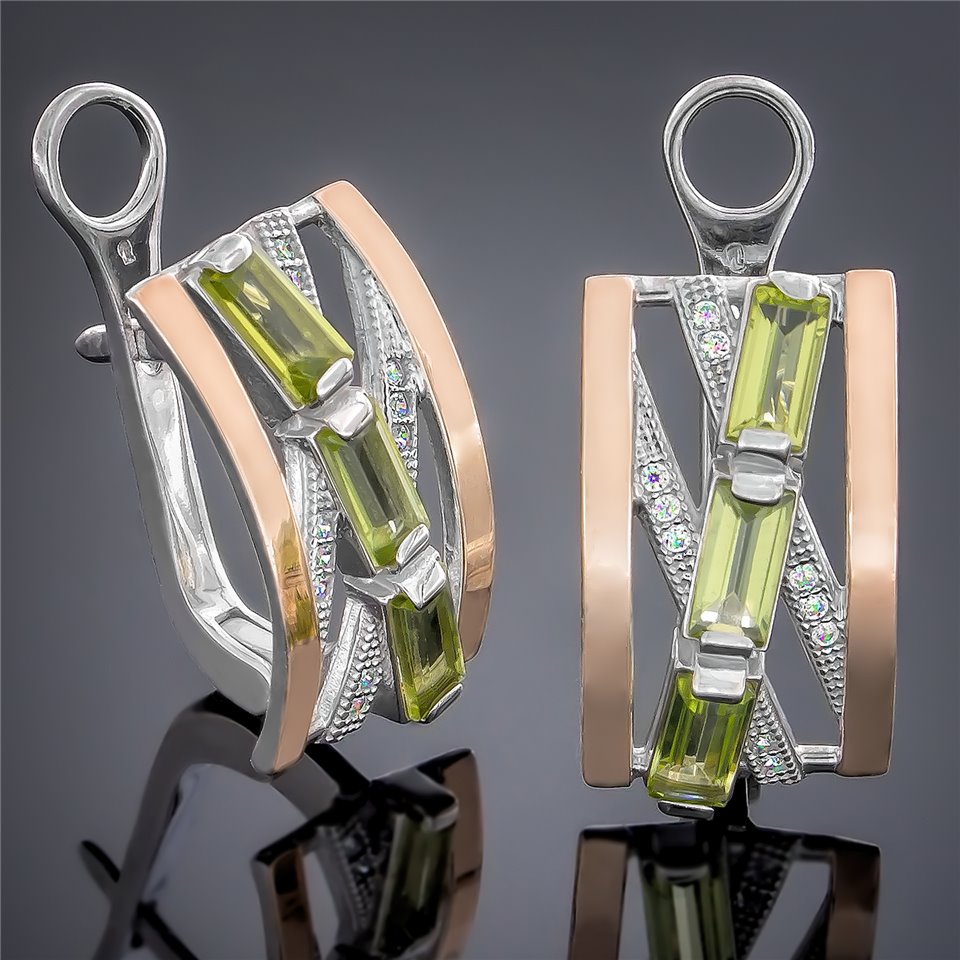 Сережки 383 цирконій олива Rh Timofeev