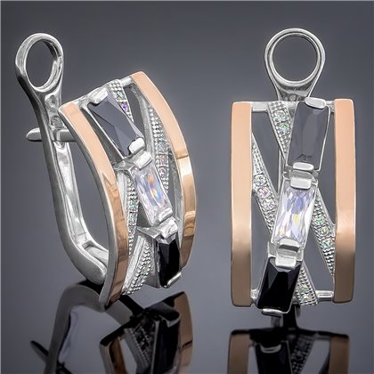 Сережки 383 цирконій білий Rh Timofeev